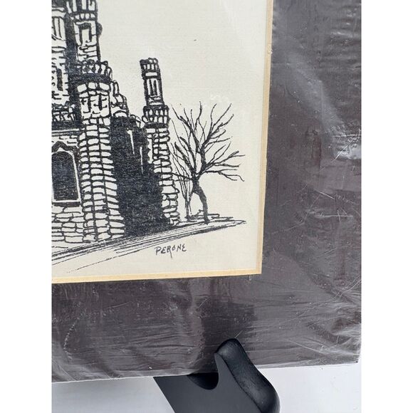 Artist Print Chicago Water Tower Annette Perone Leiber Matted New Black & White - Picture 3 of 5